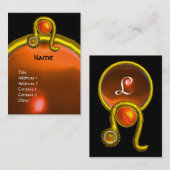 LEO, TOPAZ MONOGRAM, hellgelb, schwarz orange Visitenkarte (Vorne/Hinten)