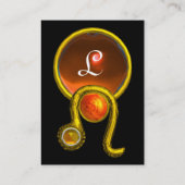 LEO, TOPAZ MONOGRAM, hellgelb, schwarz orange Visitenkarte (Rückseite)