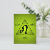 Leo Triangle Mind Body Spirit Holistic Green Postkarte (Stehend Vorderseite)