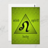 Leo Triangle Mind Body Spirit Holistic Green Postkarte (Vorne/Hinten)