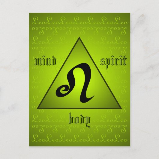 Leo Triangle Mind Body Spirit Holistic Green Postkarte (Vorderseite)