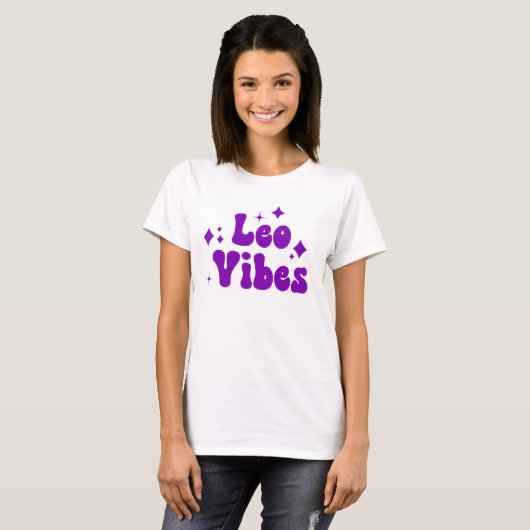 Leo Vibes Zodiac Astrologie Lila Sterne T-Shirt (Vorne ganz)