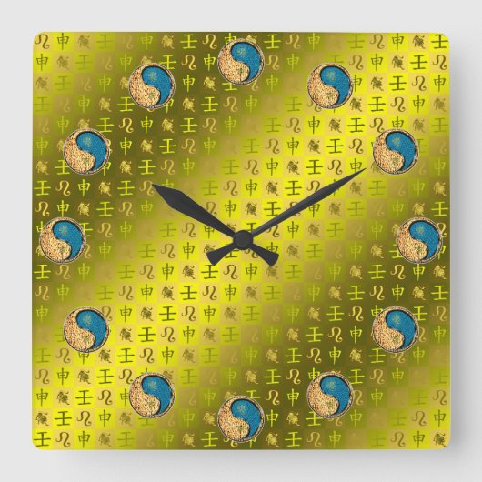 Leo & Wasser-Affe Quadratische Wanduhr (Vorderseite)