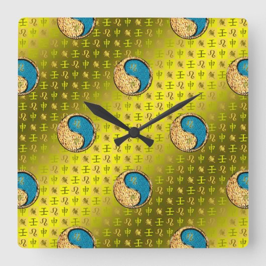 Leo & Water Monkey Quadratische Wanduhr (Vorderseite)