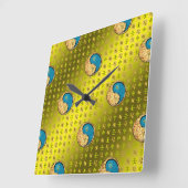 Leo & Water Monkey Quadratische Wanduhr (Winkel)