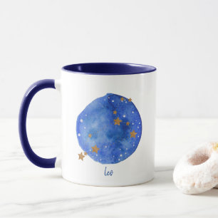 Leo Watercolor Night Sky Constellation Zodiac Tasse