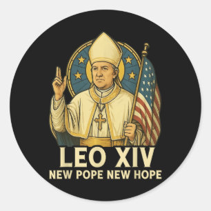 Leo Xiv Neuer Papst Neue Hoffnung Flagge Retro Vin Runder Aufkleber