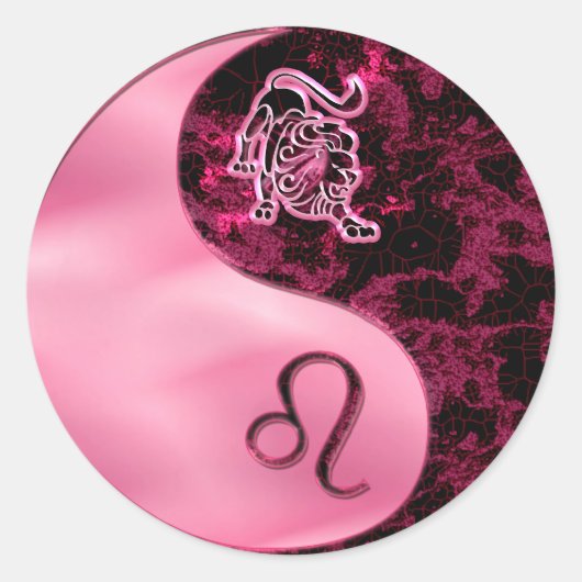 Leo Yin Yang Runder Aufkleber (Vorderseite)