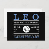 Leo-Zeichen des Zodiaks, astrologisch Postkarte (Vorne/Hinten)