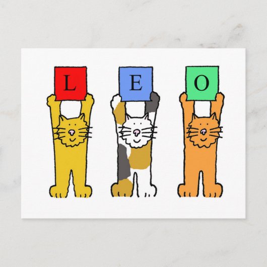 Leo Zodaic signiert Cartoon Cats. Postkarte (Vorderseite)