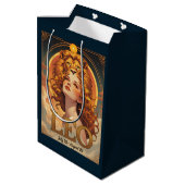 Leo Zodiac Art August Juli Geburtstag Mittlere Geschenktüte (Rückseite Schrägansicht)