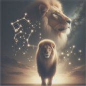 Leo Zodiac Art - Majestic Lion and Constellation. Aufkleber (Vorderseite)