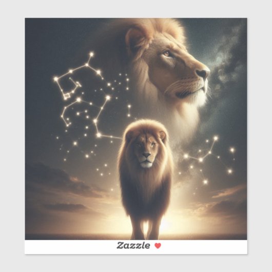 Leo Zodiac Art - Majestic Lion and Constellation. Aufkleber (Blatt)