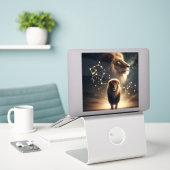 Leo Zodiac Art - Majestic Lion and Constellation. Aufkleber (Laptop auf Schreibtisch)
