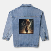 Leo Zodiac Art - Majestic Lion and Constellation. Jeansjacke (Rückseite)
