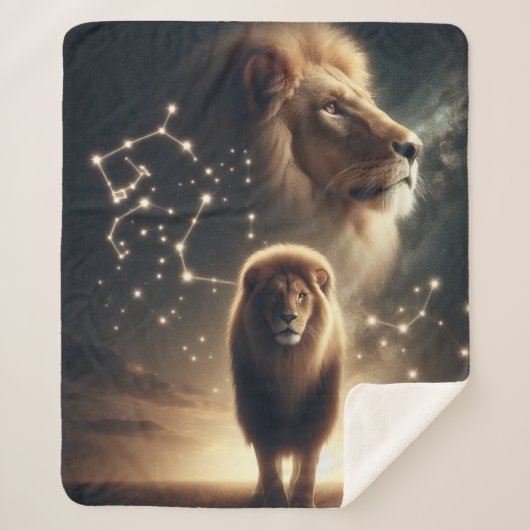 Leo Zodiac Art - Majestic Lion and Constellation. Sherpadecke (Vorderseite)