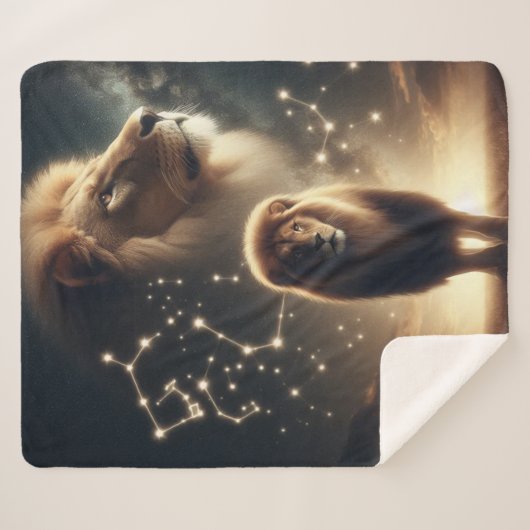 Leo Zodiac Art - Majestic Lion and Constellation. Sherpadecke (Vorderseite (Horizontal))