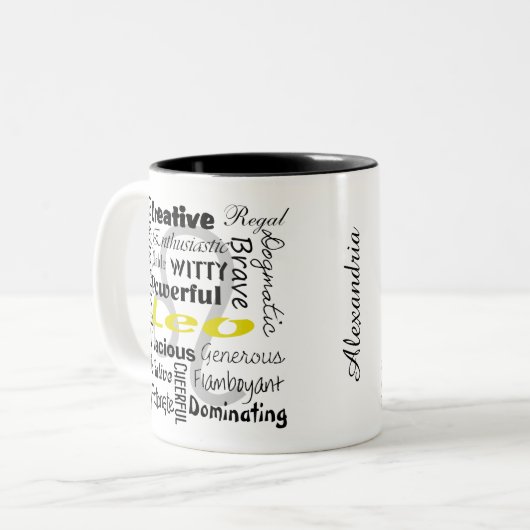 Leo Zodiac Astrologie Horoskop-Eigenschaften Colla Zweifarbige Tasse (Vorderseite Links)