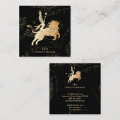 *~* LEO Zodiac Astrologie Lesen Schwarzes Gold Quadratische Visitenkarte (Vorne/Hinten)