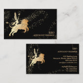 *~* LEO Zodiac Astrologie Lesungen Gold Schwarz Visitenkarte (Vorne/Hinten)