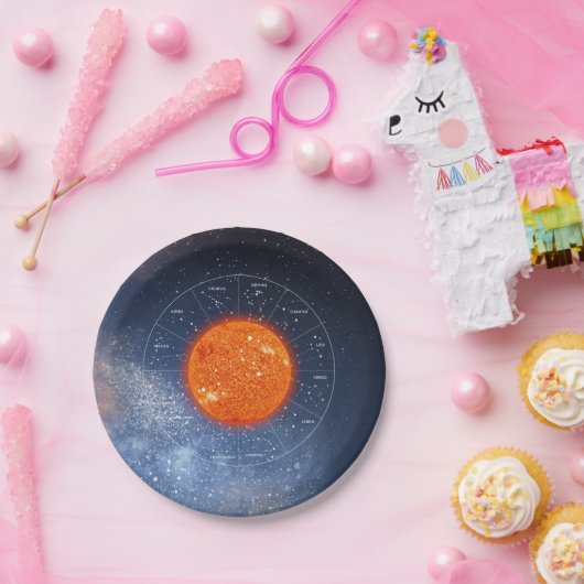 Leo Zodiac Astrologisches Zeichen - Fiery Golden S Pappteller (Party)