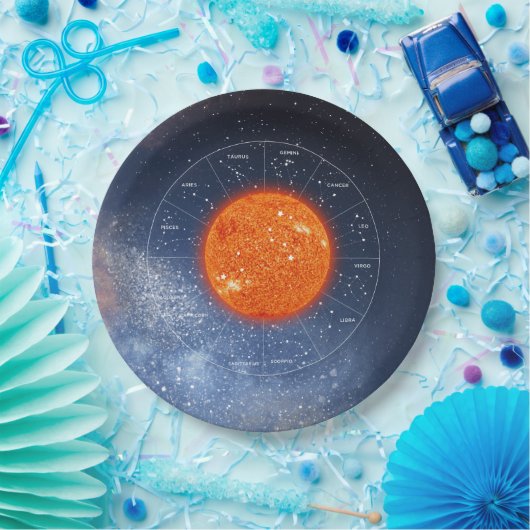 Leo Zodiac Astrologisches Zeichen - Fiery Golden S Pappteller (Party)