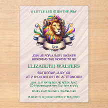 Leo Zodiac Baby Shower Lavender and Green