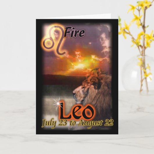 Leo Zodiac Birthday Card Karte (Gelbe Blume)