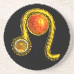 LEO ZODIAC BIRTHDAY JEWEL Gelbes Topaz, Gold, schw Getränkeuntersetzer