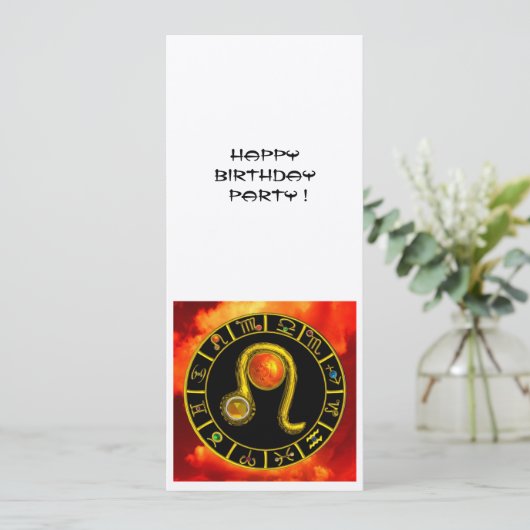 LEO,ZODIAC BIRTHDAY PARTY Astrologie Chart Silver Einladung (Stehend Vorderseite)