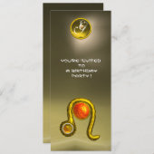 LEO ZODIAC BIRTHDAY PARTY YELLOW TOPAZ MONOGRAM EINLADUNG (Vorne/Hinten)