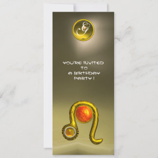 LEO ZODIAC BIRTHDAY PARTY YELLOW TOPAZ MONOGRAM EINLADUNG