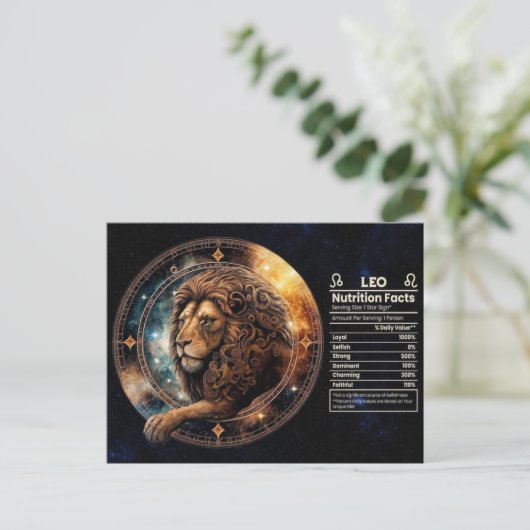 Leo Zodiac Birthday Postcard Postkarte (Stehend Vorderseite)