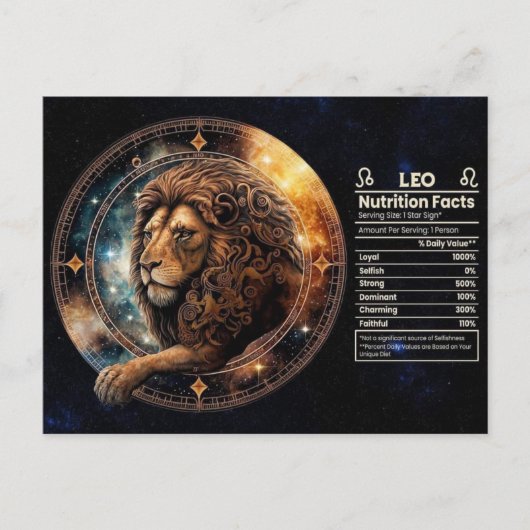 Leo Zodiac Birthday Postcard Postkarte (Vorderseite)