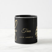 Leo ♌ Zodiac Birthday Sign / Black and Gold Tasse (Zentrum)