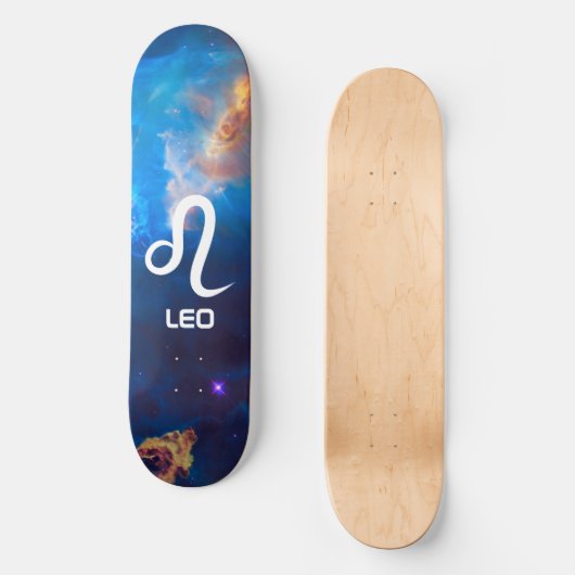 Leo Zodiac Blue Skateboard (Vorderseite)