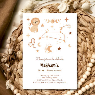 Leo zodiac boho Kindergeburtstag Einladung