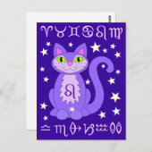 Leo Zodiac Cat Midnight Blue Postcards Postkarte (Vorne/Hinten)