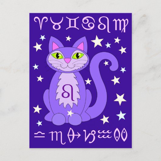 Leo Zodiac Cat Midnight Blue Postcards Postkarte (Vorderseite)