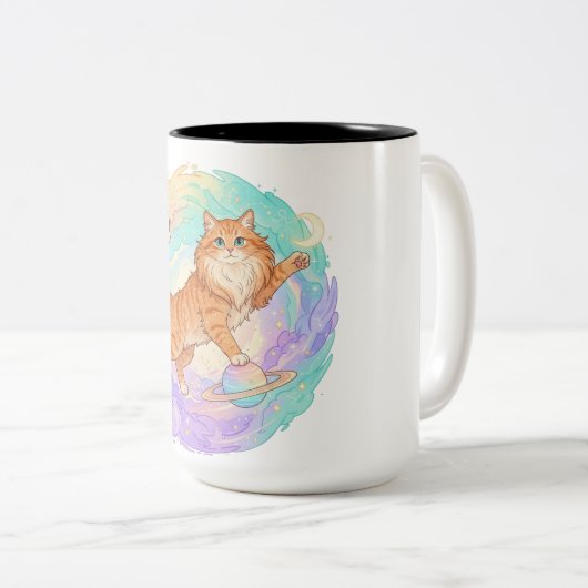Leo Zodiac Cat Tasse - Kosmische Astrologie Feline (VorderseiteRechts)