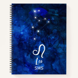 Leo Zodiac Constellation Dark Blue Galaxy Monogram Notizblock
