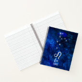Leo Zodiac Constellation Dark Blue Galaxy Monogram Notizblock (Innenseite)