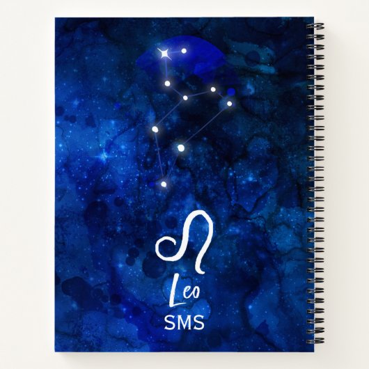 Leo Zodiac Constellation Dark Blue Galaxy Monogram Notizblock (Rückseite)