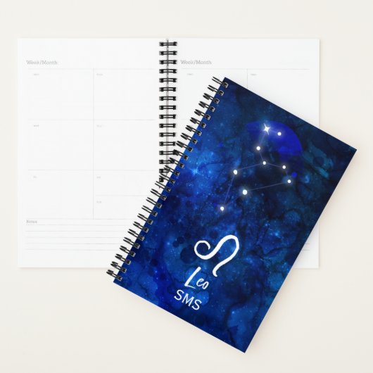 Leo Zodiac Constellation Dark Blue Galaxy Monogram Planer (Anzeige)