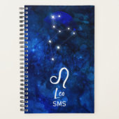 Leo Zodiac Constellation Dark Blue Galaxy Monogram Planer (Vorderseite)