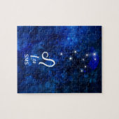 Leo Zodiac Constellation Dark Blue Galaxy Monogram Puzzle (Horizontal)