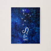 Leo Zodiac Constellation Dark Blue Galaxy Monogram Puzzle (Vertikal)