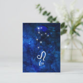 Leo Zodiac Constellation Dark Blue Galaxy Postkarte (Stehend Vorderseite)