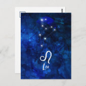 Leo Zodiac Constellation Dark Blue Galaxy Postkarte (Vorne/Hinten)