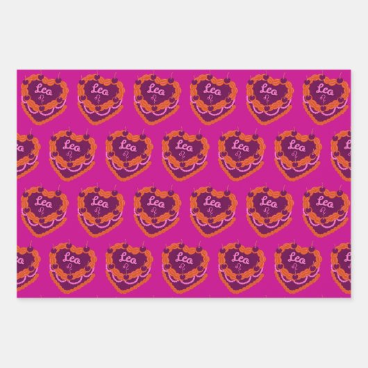 Leo Zodiac Coquette Herz Birthday Cake Geschenkpapier Set (Vorderseite 2)